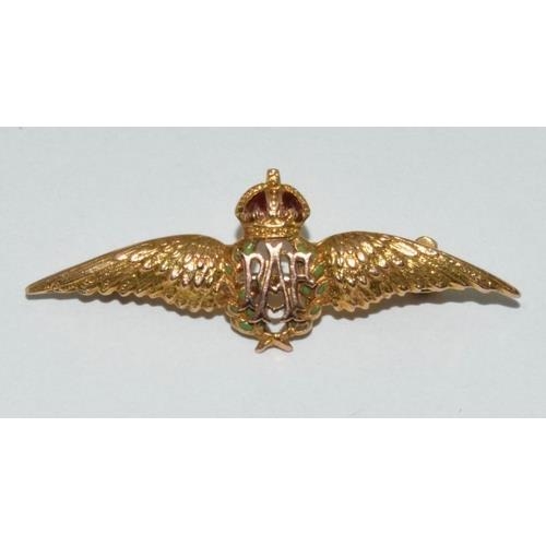 140 - 9ct gold RAF sweet heart brooch 4g