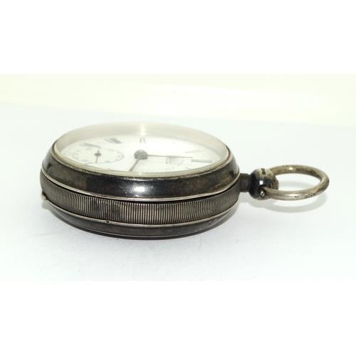 210 - Silver open face pocket watch and silver albert watch chain 