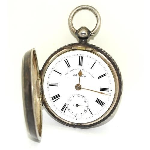 210 - Silver open face pocket watch and silver albert watch chain 