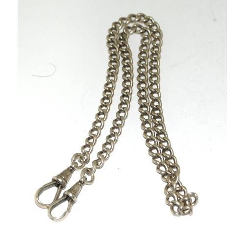 210 - Silver open face pocket watch and silver albert watch chain 