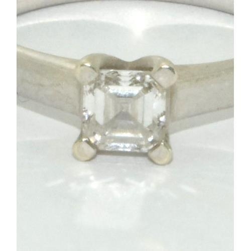 211 - 9ct white gold ladies Princess cut Diamond ring approx 0.33ct size N