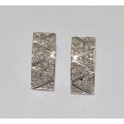 199 - 9ct white gold Diamond hoop earrings