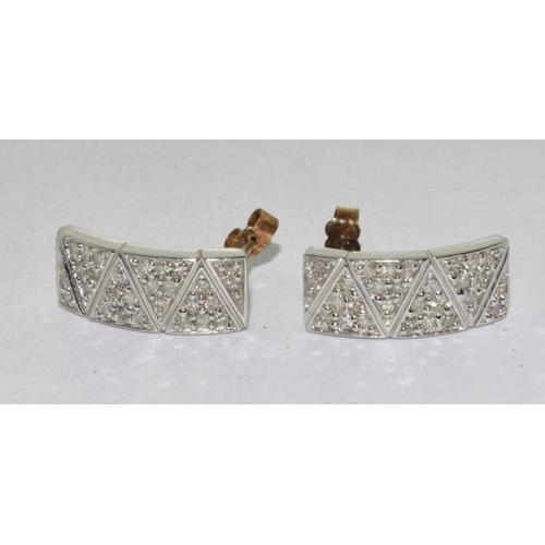 199 - 9ct white gold Diamond hoop earrings