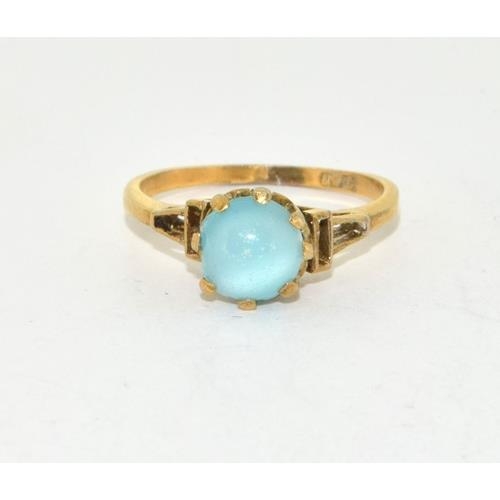 16 - 9ct gold ladies unpolished cabochon Opal ring size L