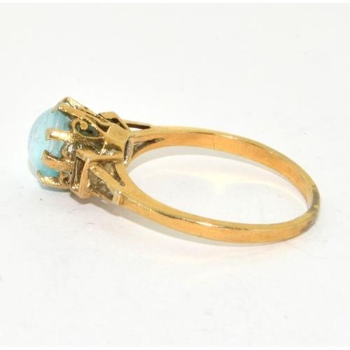 16 - 9ct gold ladies unpolished cabochon Opal ring size L