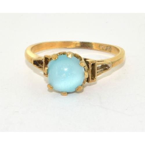 16 - 9ct gold ladies unpolished cabochon Opal ring size L