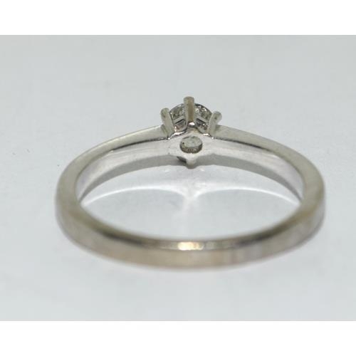 279 - 18ct white gold ladies diamond solitaire ring H/M in ring as 0.33ct size P