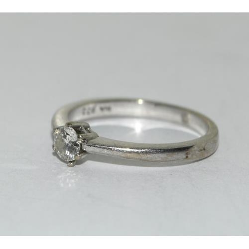 279 - 18ct white gold ladies diamond solitaire ring H/M in ring as 0.33ct size P