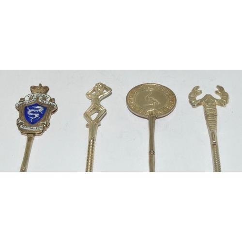 103 - 4 x 925 silver tall pickle or sundae spoons mixed descriptions