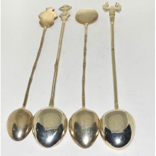 103 - 4 x 925 silver tall pickle or sundae spoons mixed descriptions