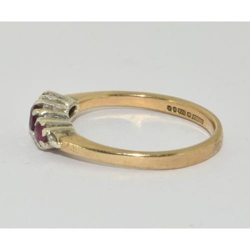 97 - 9ct gold ladies Diamond and Ruby antique set ring size N