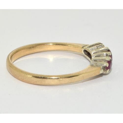 97 - 9ct gold ladies Diamond and Ruby antique set ring size N