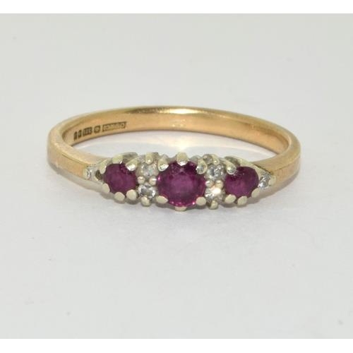 97 - 9ct gold ladies Diamond and Ruby antique set ring size N