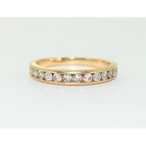 255 - 18ct gold ladies Diamond 1/2 eternity ring of approx 0.75ct size Y