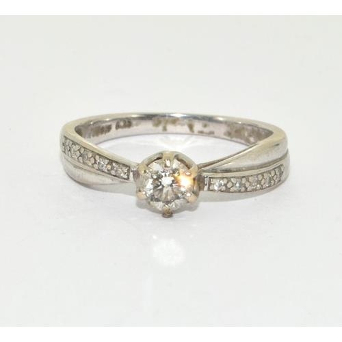 71 - 9ct white gold ladies Diamond ring H/M as 0.25ct size M