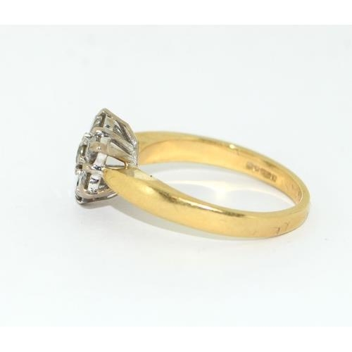 93 - 18ct gold ladies Diamond Daisy ring approx 0.50ct size N