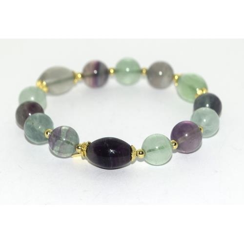 228 - Silver gem flourite bracelet.