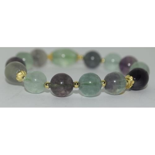 228 - Silver gem flourite bracelet.