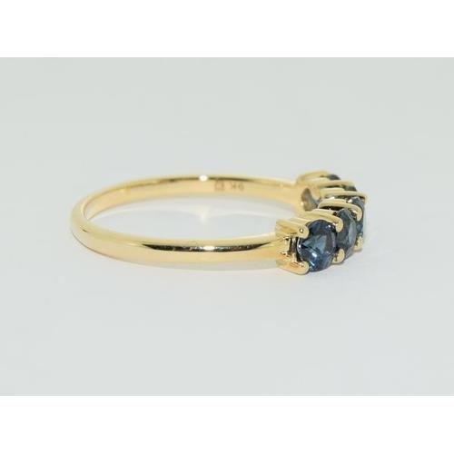 15 - 9ct Gold 5 stone sapphire 1/2 eternity ring, Size N