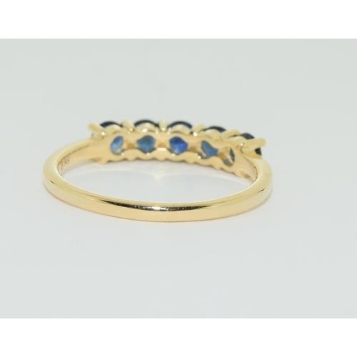 15 - 9ct Gold 5 stone sapphire 1/2 eternity ring, Size N