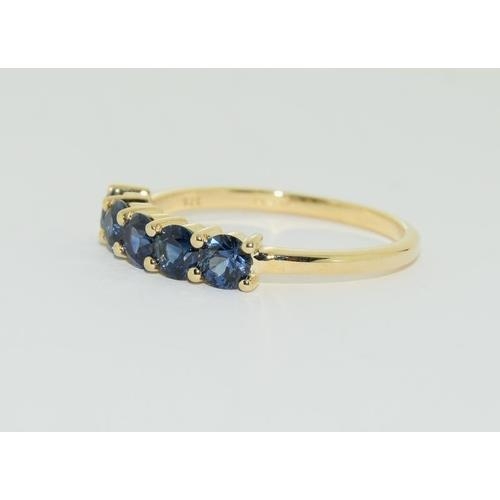 15 - 9ct Gold 5 stone sapphire 1/2 eternity ring, Size N