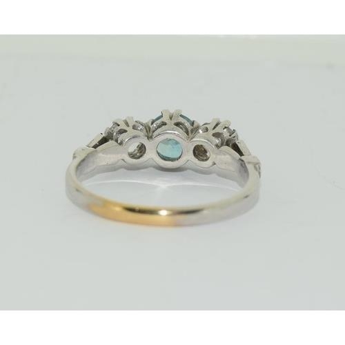 283 - 9ct white gold blue and white Zircon  ring size M