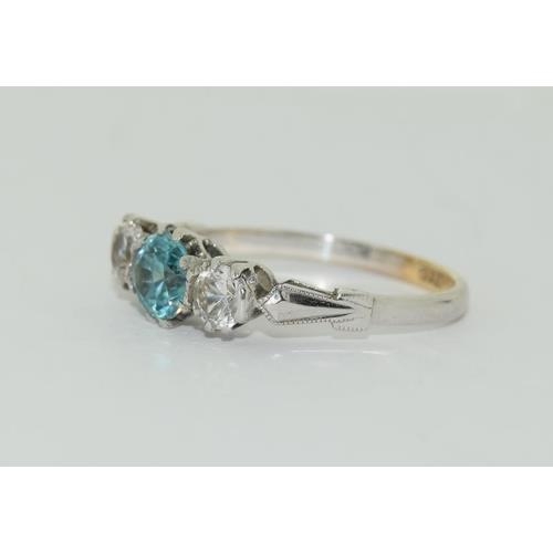 283 - 9ct white gold blue and white Zircon  ring size M