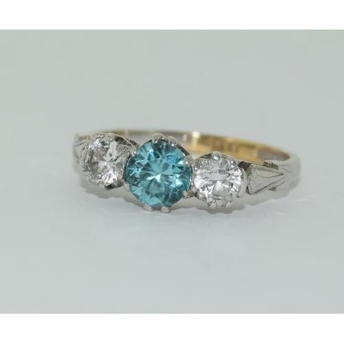 283 - 9ct white gold blue and white Zircon  ring size M