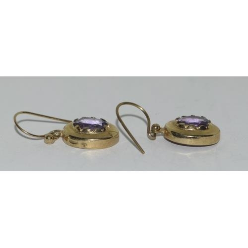 114 - 9ct gold amethyst earrings