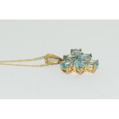 272 - 9ct Gold blue Zircon necklace.