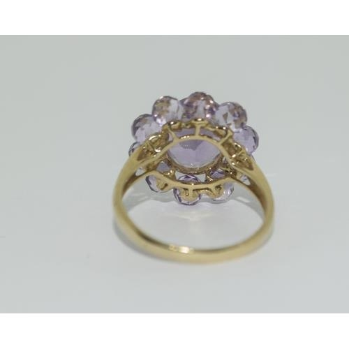 269 - A 9ct gold Amethyst briolette cluster ring Size O