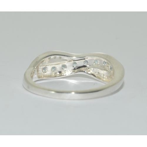 250 - A silver aquamarine ring Size N 1/2.