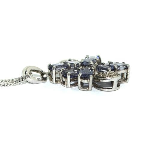 85 - Tanzanite Diamond  white gold on 925 silver pendant