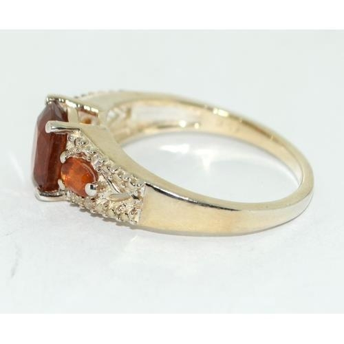 224 - Gempora Fire Opal gold on 925 silver ring size Q