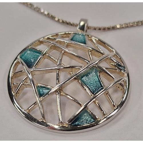 320 - 1980's enamelled 925 silver pendant.