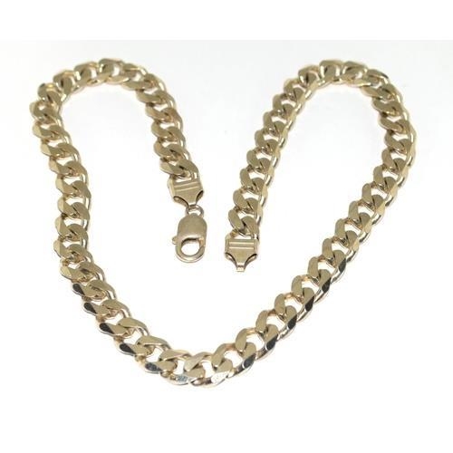 188 - 925 silver heavy flat link necklace 52cm 85g