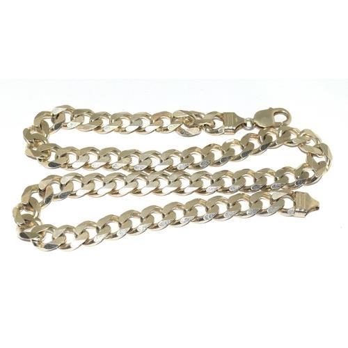 188 - 925 silver heavy flat link necklace 52cm 85g