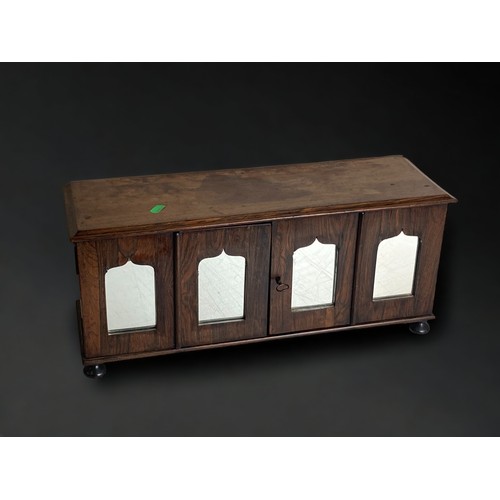 3 - A VICTORIAN TABLE TOP CABINET. WITH FITTED INTERIOR AND MIRROR FRONTS TO TWIN LOCKING DOORS. 
51 X 2... 