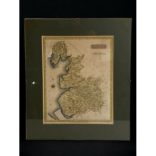 6 - A GROUP OF 3 PRINTED FRAMED MAPS. DEPICTING GLOUCESTERSHIRE, LANCASHIRE & STAFFORDSHIRE.
LARGEST 20.... 