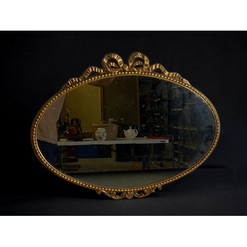 14 - A LOT OF 3 OVAL GILT WALL MIRRORS LARGEST - 57CM