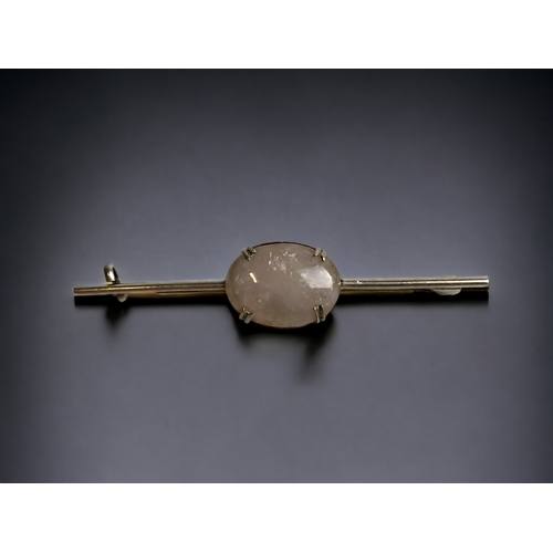 107 - A STERLING SILVER CABOCHON SET LADIES BROOCH.