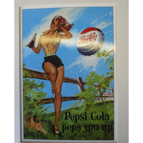 23A - A SET OF 3 ADVERTISING PRINTS 2 PEPSI COLA AND ONE FRYCOLA