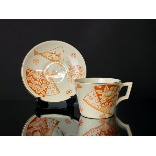 81 - A COLLECTION OF DR CHRISTOPHER DRESSER STYLE TEACUPS. INCLUDING ROYAL WORCESTER, MINTON BUTTERFLY HA... 