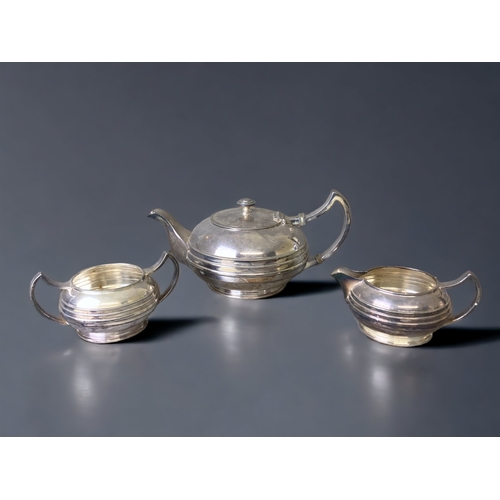 84 - A CHRISTOPHER DRESSER STYLE SILVER PLATE TEASET.