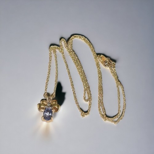 130 - A 9ct gold and Amethyst ladies pendant necklace.