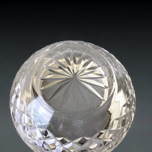 94 - A STERLING SILVER & CUT GLASS BOWL. BY JAMES DEAKIN. LONDON HALLMARKS. 
9 X 16.5CM