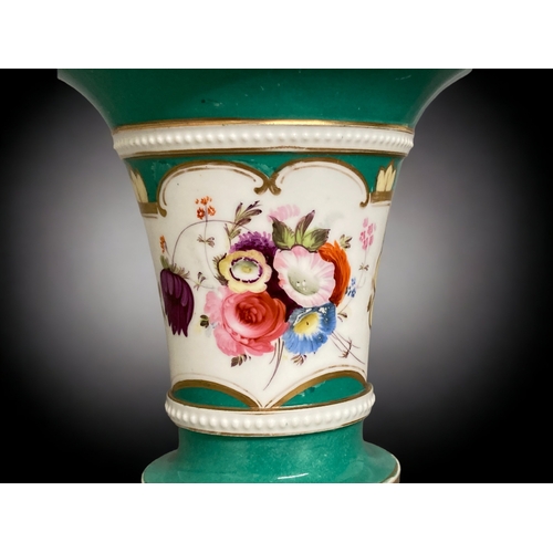 222 - A 19TH CENTURY ENGLISH PORCELAIN SPILL VASE. HAND PAINTED WITH SPRAYS OF FLOWERS.
PATTERN NUMBER TO ... 