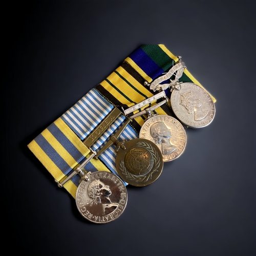 145 - A MEDAL GROUP CONTAINING KOREAN WAR MEDALS, ELIZABETH II 'KENYA;  MEDAL & TA 'EFFICIENT SERVICE' MED... 