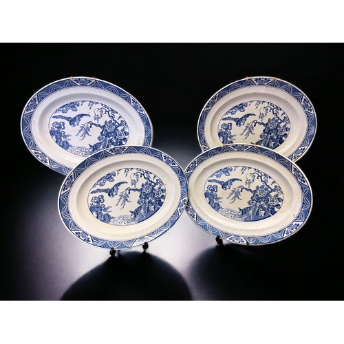 244 - A SET OF FOUR POUTNEY BRISTOL POTTERY BLUE & WHITE MEAT PLATES.