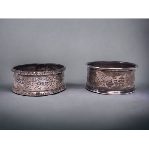 75 - A COLLECTION OF SIX ANTIQUE STERLING SILVER NAPKIN RINGS. INCLUDES LONDON & CHESTER HALLMARKS.
116.7... 